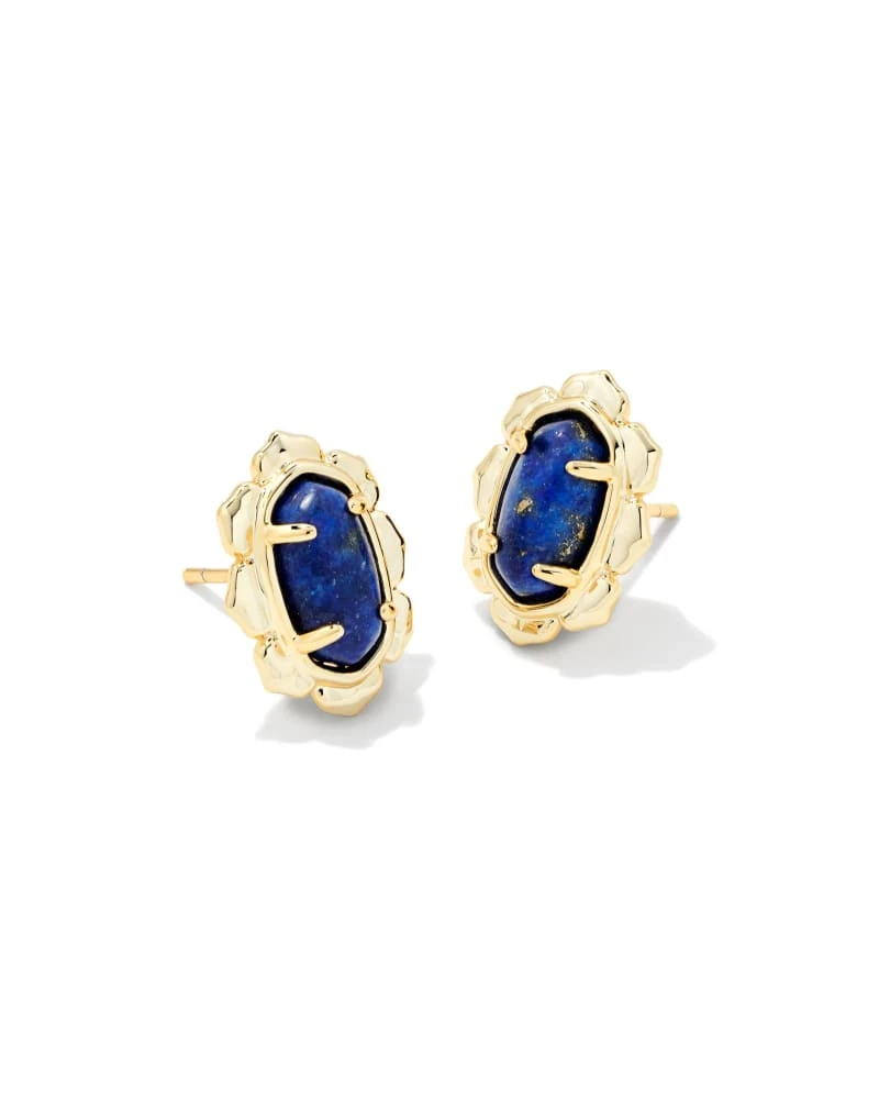 Piper Gold Stud Earrings In Blue Lapis 3 Piper Gold Stud Earrings In Blue Lapis