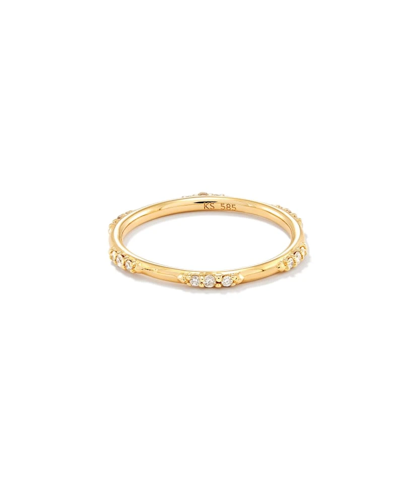 Posey 14k Yellow Gold Band Ring In White Diamonds 3 Posey 14k Yellow Gold Band Ring In White Diamonds
