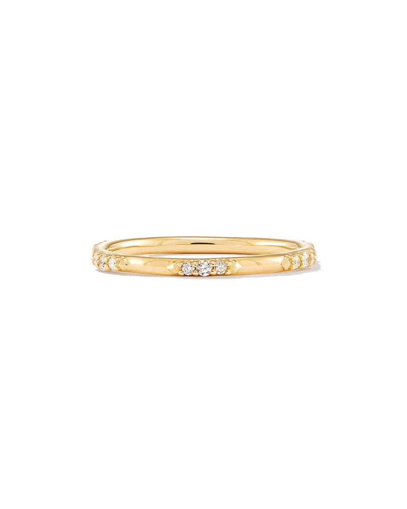 Posey 14k Yellow Gold Band Ring In White Diamonds 7 Posey 14k Yellow Gold Band Ring In White Diamonds - Image 5