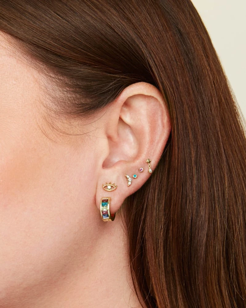 Reeve Mini 14K Yellow Gold Single Stud Earring In Turquoise 5 Reeve Mini 14K Yellow Gold Single Stud Earring In Turquoise - Image 3