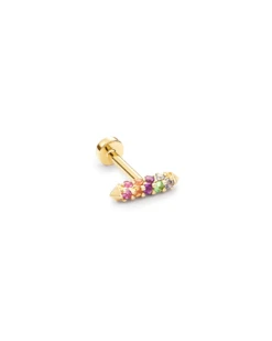 Remi 14k Yellow Gold Mini Single Stud Earring In Multicolor
