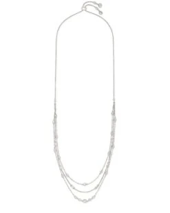 Rina Silver Multi Strand Necklace In Lustre Glass -Kendra Scott Jewelry Store kendra scott rina multi stand necklace rhodium lustre plated clear glass white cz 01 lg
