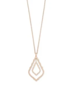 Simon Long Pendant Necklace In Rose Gold
