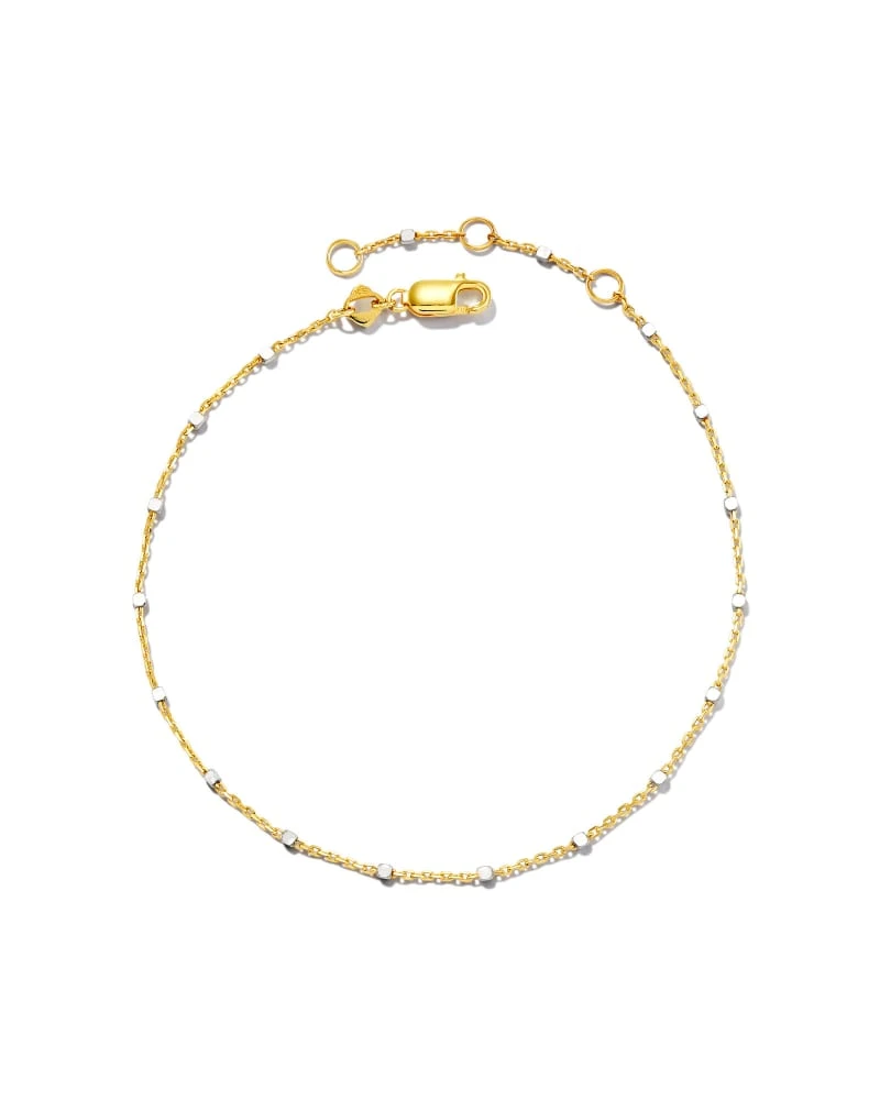 Single Satellite Chain Bracelet In Sterling Silver & 18k Yellow Gold Vermeil 3 Single Satellite Chain Bracelet In Sterling Silver & 18k Yellow Gold Vermeil