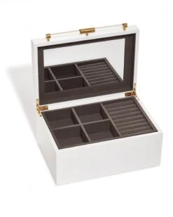 Medium Antique Brass Jewelry Box In White Lacquer -Kendra Scott Jewelry Store kendra scott small jewelry box organizer 01 default lg