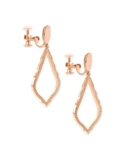 Sophia Clip On Drop Earrings In Rose Gold -Kendra Scott Jewelry Store kendra scott sophia earring rose gold na 01 lg