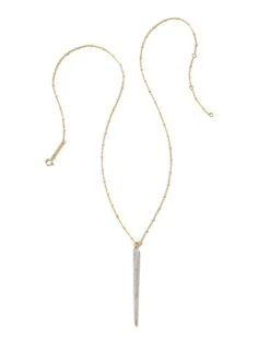 Spike 14k Yellow Gold Statement Necklace In White Diamond