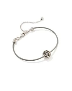Stamped Dira Silver Bracelet In Black Mother-Of-Pearl
