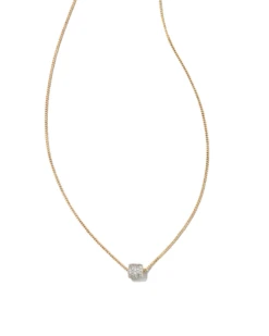 Stella 14k Yellow Gold Pendant Necklace In White Diamond