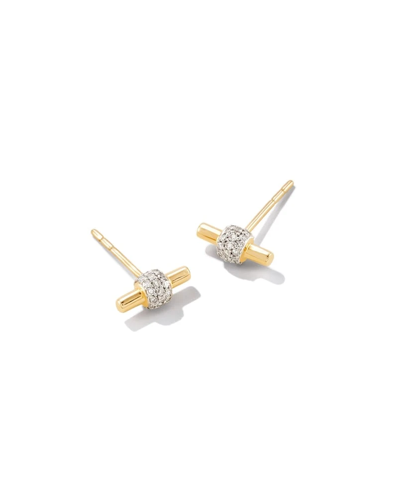 Stella 14k Yellow Gold Stud Earrings In White Diamond 3 Stella 14k Yellow Gold Stud Earrings In White Diamond