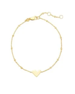 Ari Heart Delicate Chain Bracelet In 18k Yellow Gold Vermeil