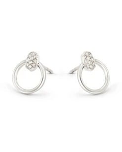 Tegan 14k White Gold Stud Earrings In White Diamond