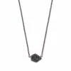 Tess Gunmetal Pendant Necklace In Black Drusy