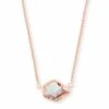 Tess Rose Gold Pendant Necklace In Dichroic Glass