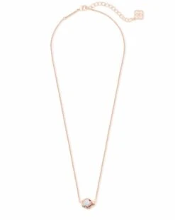 Tess Rose Gold Pendant Necklace In Dichroic Glass -Kendra Scott Jewelry Store kendra scott tess necklace rose gold dichroic 01 lg