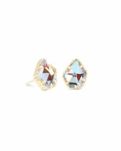 Tessa Gold Stud Earrings In Dichroic Glass
