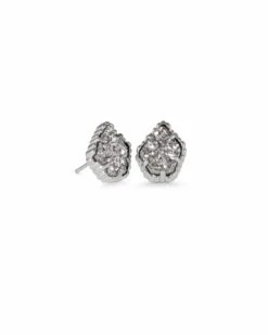 Tessa Silver Stud Earrings In Platinum Drusy