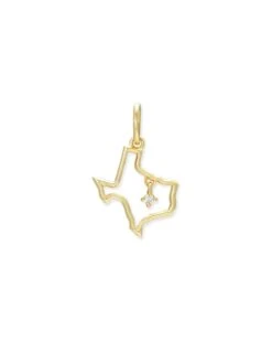 Texas 18k Gold Vermeil Charm In White Diamond
