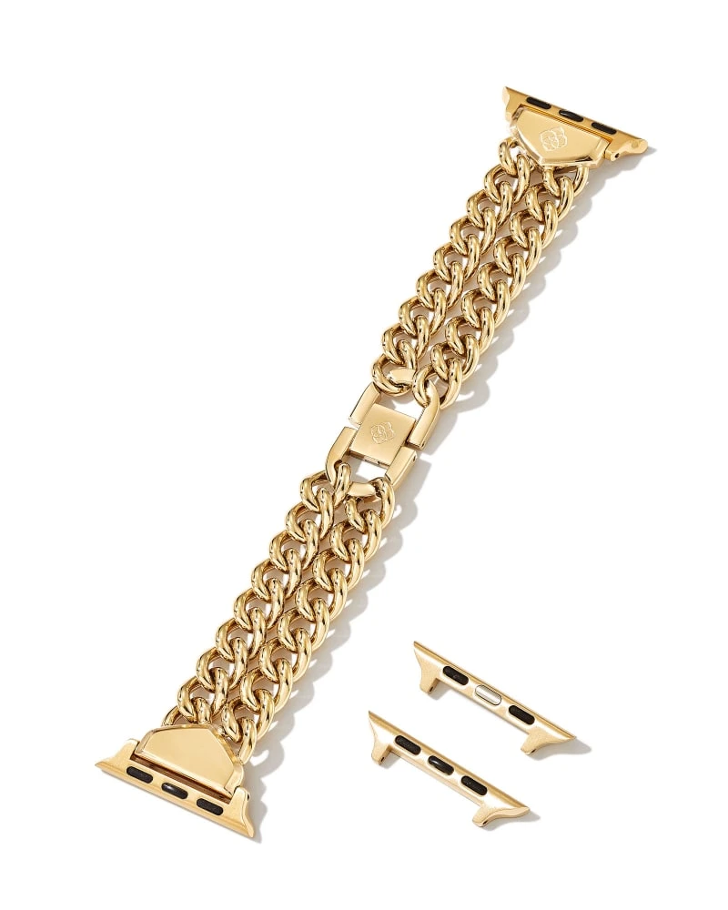 Whitley Double Chain Watch Band In Gold Tone Stainless Steel 4 Whitley Double Chain Watch Band In Gold Tone Stainless Steel - Image 2