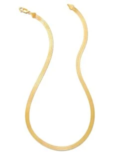 Wide Herringbone Chain Necklace In 18k Gold Vermeil