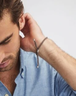 Robert Oxidized Sterling Silver Corded Bracelet In Dark Taupe -Kendra Scott Jewelry Store robert dark taupe 2